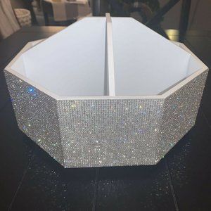 BELLA LUX Full Rhinestone Make-up Brush Spin Caddy